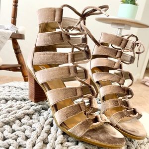 Steve Madden | Mauve Lace Up Open Toe Heels